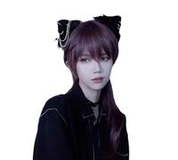 Furry Cat Ear Hairpins Gothic TasselsCross Hair Clip for Girls Party Dress Up Props Anime Headwear Decorative Hairband