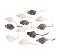 Furry Cat Toy, Kitten catch Interactive Play Toys Squeak Sound Plush Mice 12pcs Rattle Squeaking Small Mouse Funny Fake Rattles Rat with Long Soft Tail for Dogs Cats Pet Gift Indoor Moving Activity