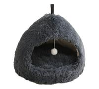 Furry Cats Cave Bed Plush Resting Sleep Shelter Half Enclosed Nonslip Bottom Antistress for Indoor Home Use Small Cats