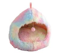 Furry Cats Cave Bed Plush Resting Sleep Shelter Half Enclosed Nonslip Bottom Antistress for Indoor Home Use Small Cats