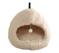 Furry Cats Cave Bed Plush Resting Sleep Shelter Half Enclosed Nonslip Bottom Antistress for Indoor Home Use Small Cats