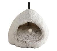 Furry Cats Cave Bed Plush Resting Sleep Shelter Half Enclosed Nonslip Bottom Antistress for Indoor Home Use Small Cats