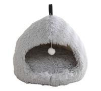 Furry Cats Cave Bed Plush Resting Sleep Shelter Half Enclosed Nonslip Bottom Antistress for Indoor Home Use Small Cats