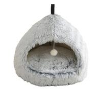 Furry Cats Cave Bed Plush Resting Sleep Shelter Half Enclosed Nonslip Bottom Antistress for Indoor Home Use Small Cats