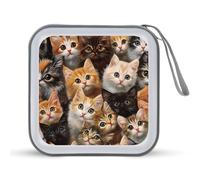 Furry Cats Portable CD Case Holder 48 Capacity Travel DVD Storage Boxs Wallet Bag