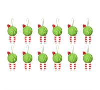 Furry Christmas Ball Ornaments,6/12Pack 3.5inch Green Shatterproof Christmas Tree Hanging Baubles with Bow,Soft Faux Fur Pom Pom Ball Ornaments for Xmas Tree Party Supplies