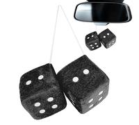 Furry Dice - Plush Dice For Car With Dots | Car Hanging Furry Cube | Retro Square Mirror Hanging Couple Auto Pendant For Auto Interior Ornament Decoration, Indoor Wall, Refrigerator countertop