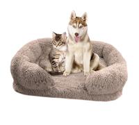 Furry Dog Bed Square Shape Warm Soft Snug Comfortable Furry Plush | Dog Kennel Square Shape Cat Bed for Most Pet Types, Washable Removable Co