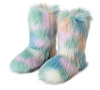 Furry Faux Fur Snow Boots Winter Fuzzy Fluffy Shoes Suede Fashion Boots