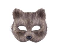 Furry Fox Mask Fox Mask Furry Fox Half Face Veil Fancy Dress Eye Mask Fox Costume Accessory Halloween Carnival Cosplay Party Mask Makeup Prop for Adult (A Gray)