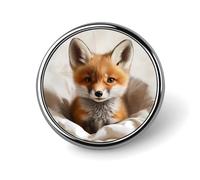Furry Fox Round Enamel Lapel Pin Backpack Brooches Badge Jewelry Aesthetic Jackets Hats Decor Art