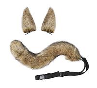 Furry Fox Tail Cat Ears Hair Clips Set Faux Fur Wolf Fox Tail Cosplay Costume Fluffy Hairpin Adjustable Waist Buckle for Adult Teen Halloween Fancy Dress Party Role Play Animal Cosplay Accessory