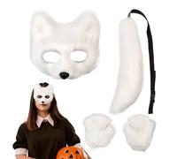 Furry Fox Wolf Cosplay Set - Faux Fox Tail | Plush Set | Face Cover Tail | Faux Soft Wolf Party Clothing | Funny Cosplay Accessories, Holiday Animal Outfit For