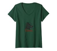Furry Friend Forever Dog Lover Pet V-Neck T-Shirt, Women, Forest Green, XL