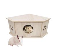 Furry Friend Hideaway - 7.87x4.45 Inches Solid Timber Cabin, Harmless Skin Friendly Shelter | Multi Functional Landscaping Ornament For Pet Cages Instinctive Behavior Support Hiding Sleeping Pods