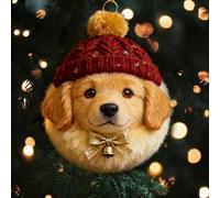 Furry Friends, Winter Dog Ornament Collection, 2D Flat Acrylic Holiday Decor, Festive Pom-Pom Hats, Puppy Christmas Tree Ornament for Cozy Christmas Decor, Perfect Choice for Dogs Enthusiasts