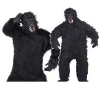 Furry Gorilla Ape Monkey Novelty Body Suit Adults Mask Mens Fancy Dress Outfit