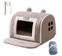 Furry Hut Dog Bed, Extra Large Indoor Soft Cozy Dual-Layer Deep Sleep Dog House with Removable Cushion, Soft Plush Dog Cave Bed Covered Dog Bed for Medium Large Dogs (L,Grey-1)