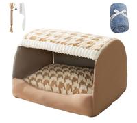 Furry Hut Dog Bed, Extra Large Indoor Soft Cozy Dual-Layer Deep Sleep Dog House with Removable Cushion, Soft Plush Dog Cave Bed Covered Dog Bed for Medium Large Dogs (S,Brown-2)