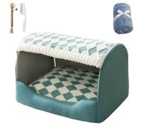 Furry Hut Dog Bed, Extra Large Indoor Soft Cozy Dual-Layer Deep Sleep Dog House with Removable Cushion, Soft Plush Dog Cave Bed Covered Dog Bed for Medium Large Dogs (L,Green)
