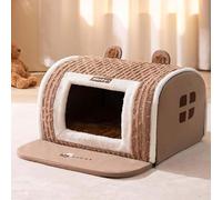 Furry Hut Dog Bed, Furryhut Dog Bed, Semi Enclosed Pet Bed with Cover Cave, Cozy Dog House Bed, Washable Dog Bed, Foldable Comfortable Pet Cat House, Pet Bed With a Blanket and Nonskid Bottom (A, L)
