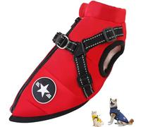 Furry King Dog Winter Coat, FurryKing 3 in 1 Winter Jacket, Windproof Dog Snow Jacket with Harness and Zipper for Small Medium Large Dogs/Cats (Red,XX-Large)