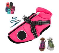 Furry King Dog Winter Coat, FurryKing 3 in 1 Winter Jacket with Harness,Waterproof Windproof Dog Jacket with Zipper, for Small Medium Large Dogs (Pink + Tow rope,XX-Large)