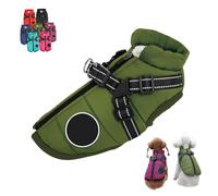 Furry King Dog Winter Coat, FurryKing 3 in 1 Winter Jacket with Harness,Waterproof Windproof Dog Jacket with Zipper, for Small Medium Large Dogs (Green,XX-Large)