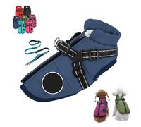 Furry King Dog Winter Coat, FurryKing 3 in 1 Winter Jacket with Harness,Waterproof Windproof Dog Jacket with Zipper, for Small Medium Large Dogs (DBlue + Tow rope,XX-Large)