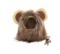Furry Lion Wig Hat for Pets - Halloween Costume & Dress Up Apparel for Cats and Small Dogs, Funny Festival Birthday Gift for Puppies and Kittens(L)