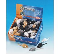 FURRY MICE CAT TOYS X 12 - FAUX FUR SMALL RATTLING MICE