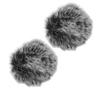 Furry Microphone Windscreen 2Pcs, Universal Lapel Mic Windshield Cover Noise Cancellation, Short Plush Wind Muff for Lavalier Use in Black White Grey
