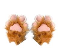 Furry Paws - Furry Cat Paw Gloves | Fingerless Cat Gloves | Cute Animal Kitten Paw Fluffy Gloves | Cat Paw Gloves, Soft Hand Paw Equipment | Cat Paw Ha, orange, D