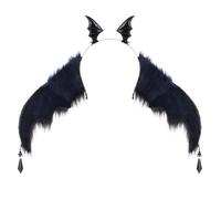 Furry Plush Bat Headband for Women Teens Devil, B | Plush Bat Headband for Women Halloween, Dark Series Devil Bat Headband for Adult and Children Costume