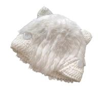 Furry Plush Cats Ear Hat For Adult Kids Knitting Brimless Cold Weather Trapper Winter Warm Cosplay Accessories Knitted Hat