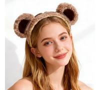 Furry Plush Soft Headband for Women - Cozy Comfort Stretchable Wide Hair Band for Daily Use, Washing Face, Makeup, Skincare, Spa, and As Cute Fashion Hair Accessories（khaki）