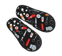 Furry Slippers Cartoon Medicine Pattern Printing Home Slippers Soft Comfy House Shoes For Guest Winter Women M