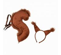 ＡＷＨＡＯ Furry Squirrel Tail and Headband Set | material, Hand-Made, Squirrel Costume Accessory, for Stage Performance, Halloween, Photo Props, Kids