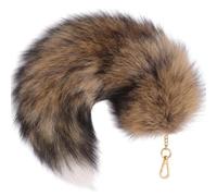 Furry Therian Fox Wolf Tail Keyring, Atiofber 15.75 Faux Fur Costume, Fake Tail Handbag Charm for Halloween Cosplay