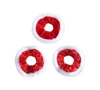 Furry Trim Christmas Hairbands For Adult Kids Hair Circles Festival Theme Scrunchy Hair Elastic For Parties 3Pieces