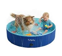 furrybaby Foldable Dog Pool For Medium Dogs, Dog Padding Pool Portable For Dog Bath, Plastic Dog Swimming Pool Large Hard Kid Pool (Navy 100 * 30cm), Blue M