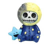 Furrybones Luno Figurine - Whimsical Skeleton in Moon Costume Hand Painted Decorative Statue, 7.5 cm Height