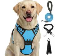 FURRYFECTION No-Pull Dog Harness Medium Dogs | French Bulldog Harness, Y-Shaped Reflective Oxford Vest with Padded Handle, Adjustable Straps & Front-Back Leash Clips, Training Collar and Lead Sets