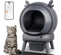FurryKiddy Automatic Self Cleaning Litter Box, Cat Litter Box with APP Control, 65L Globe & Dual Safety Sensors, Robot Litter Box, 1 Roll Garbage Bags and Litter Mat, <35DB, for Multiple Cats, Grey