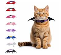 FURRYUMI 1 PC Bat Wing Cat Collar with Bell, Adjustable Kitten Collar with Safety Breakaway Buckle for Boy&Girl Cats, Halloween Christmas Cat Accessories for Kitten Puppy