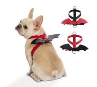 FURRYUMI Bat Wings Dog Vest Harness, Halloween Costume for Dogs and Cats, No Pull Adjustable Microfiber Vegan Leather Harness for Small Medium Large Dogs,Halloween Party Dress Up Accessories for Dog