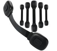 Fursafe&Q Cabinet Locks Baby Proofing, Child Safety Strap Locks Adhesive Black - Child Proof Fridge Lock Drawer Door Toilet Latches No Drill Multi-Purpose for Furniture Kitchen Lock
