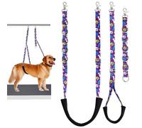 FURSDOLY Dog Grooming Belly Straps Pet Dog Grooming Belly Band Pet Dog Grooming Loop Dog Grooming Table Arm Accessories Cute Paw and Bone Pattened Dog Grrooming Loops Extender Straps (Purple)
