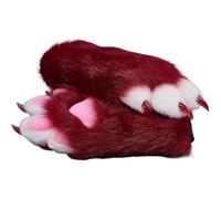Fursuit paws gloves Multiple colors to choose from Furry claws Cosplay exhibition costumes Cat paw glove (wine red, One Size)