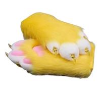 Fursuit paws gloves Multiple colors to choose from Furry claws Cosplay exhibition costumes Cat paw glove (yellow, One Size)